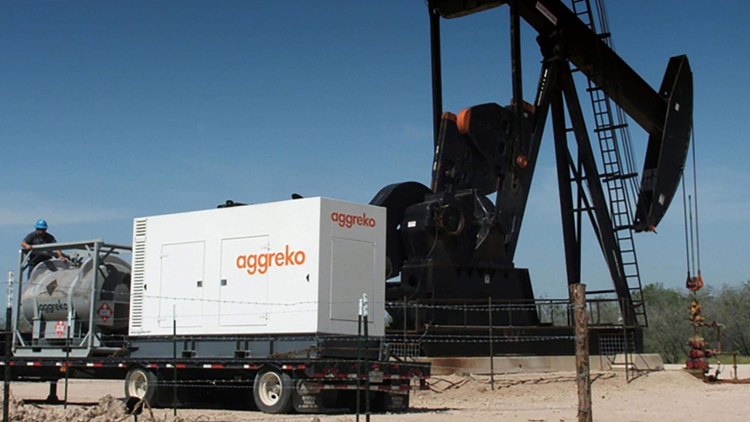 Generatore Aggreko presso un pozzo petrolifero