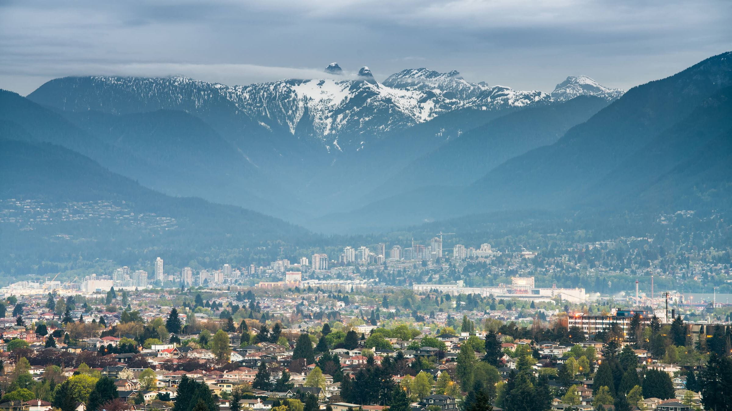 View across Vancouver to the mountains
