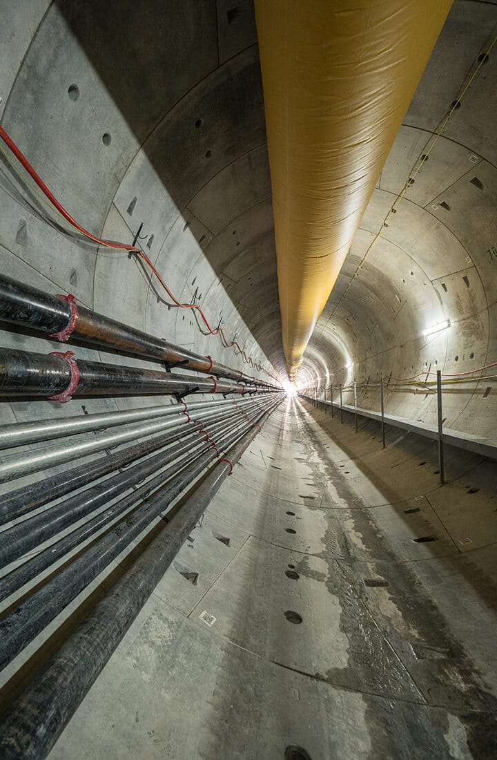 Long range tunnel view underground