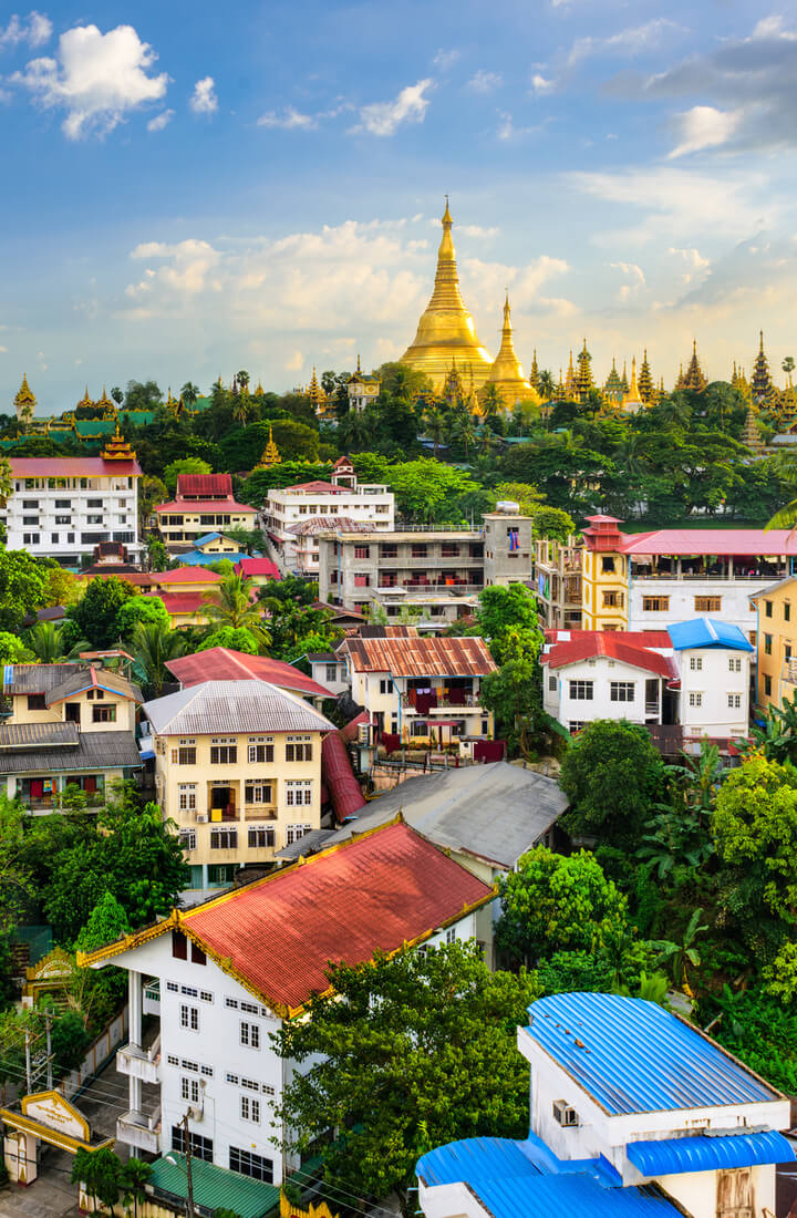 vista aerea di tetti in Myanmar