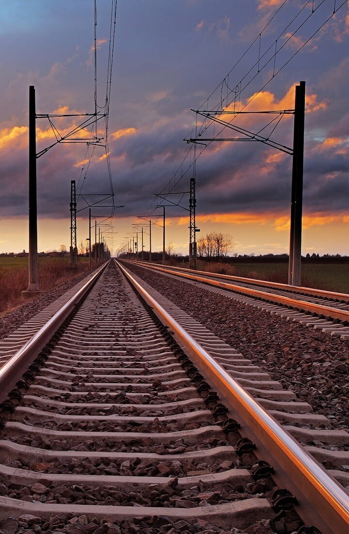 Railway tracks at dusk