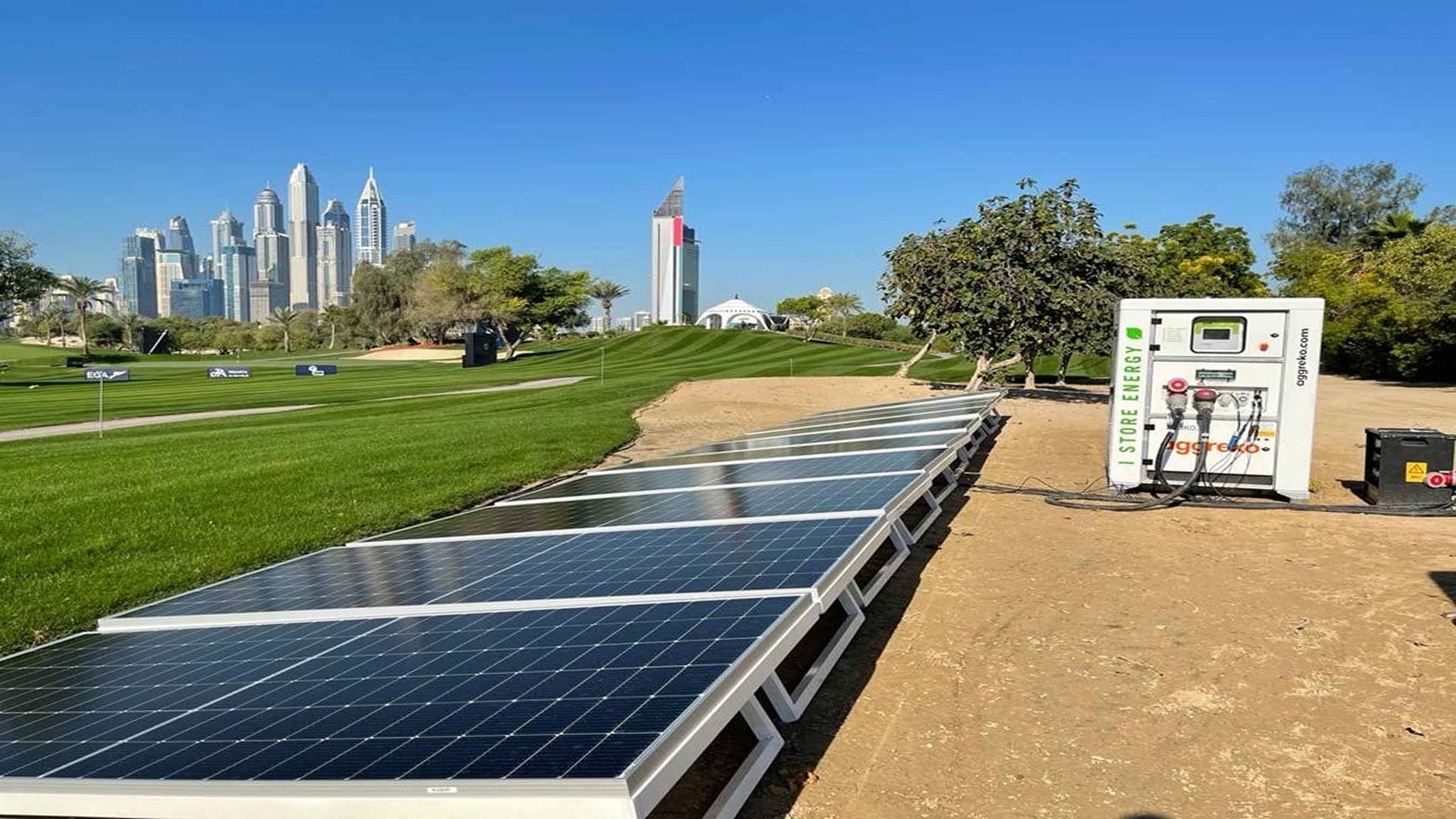 Innovative green energy solution for world class golf tour using solar power batteries and biofuel