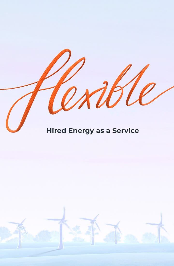 Image of wind turbines with the word flexible