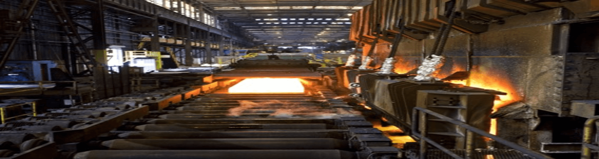 Steel plant interior with molten steel