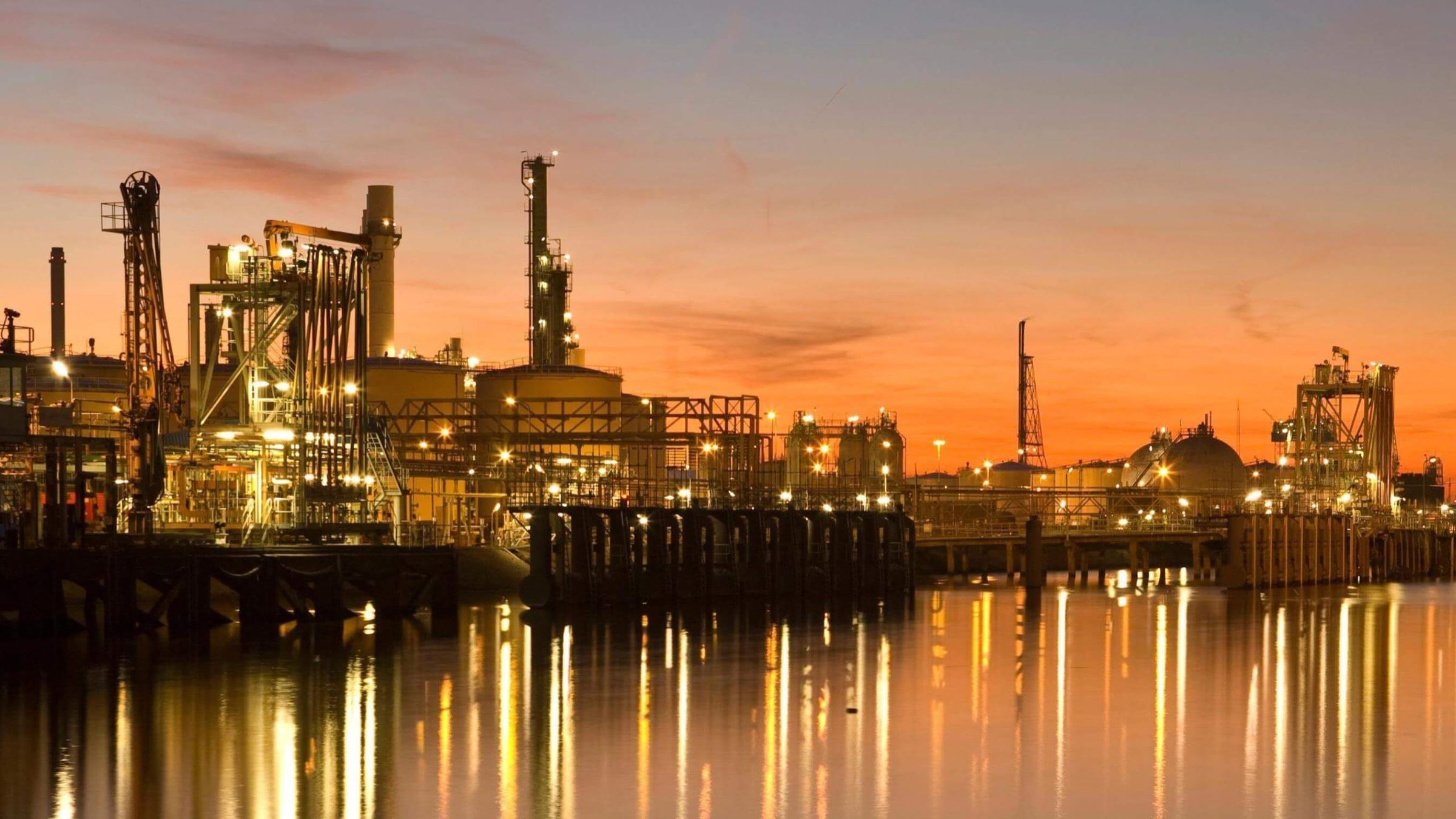 refinery plant sunset