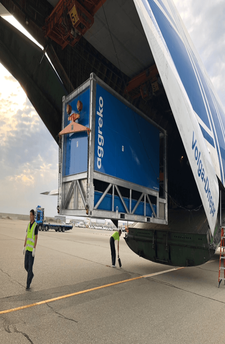 Cooling Tower being offloaded from plane