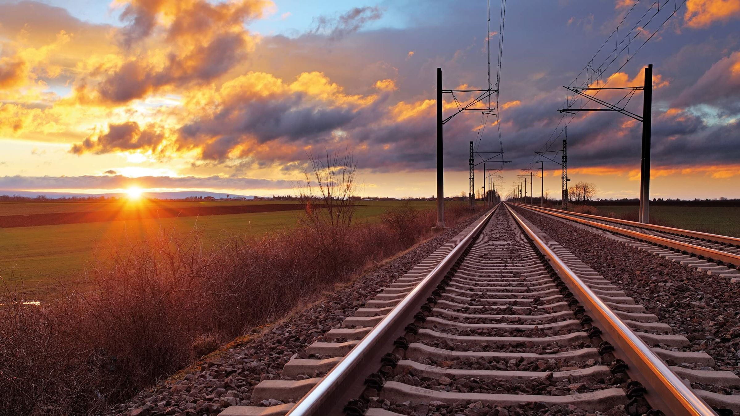Railway lines at Sunset