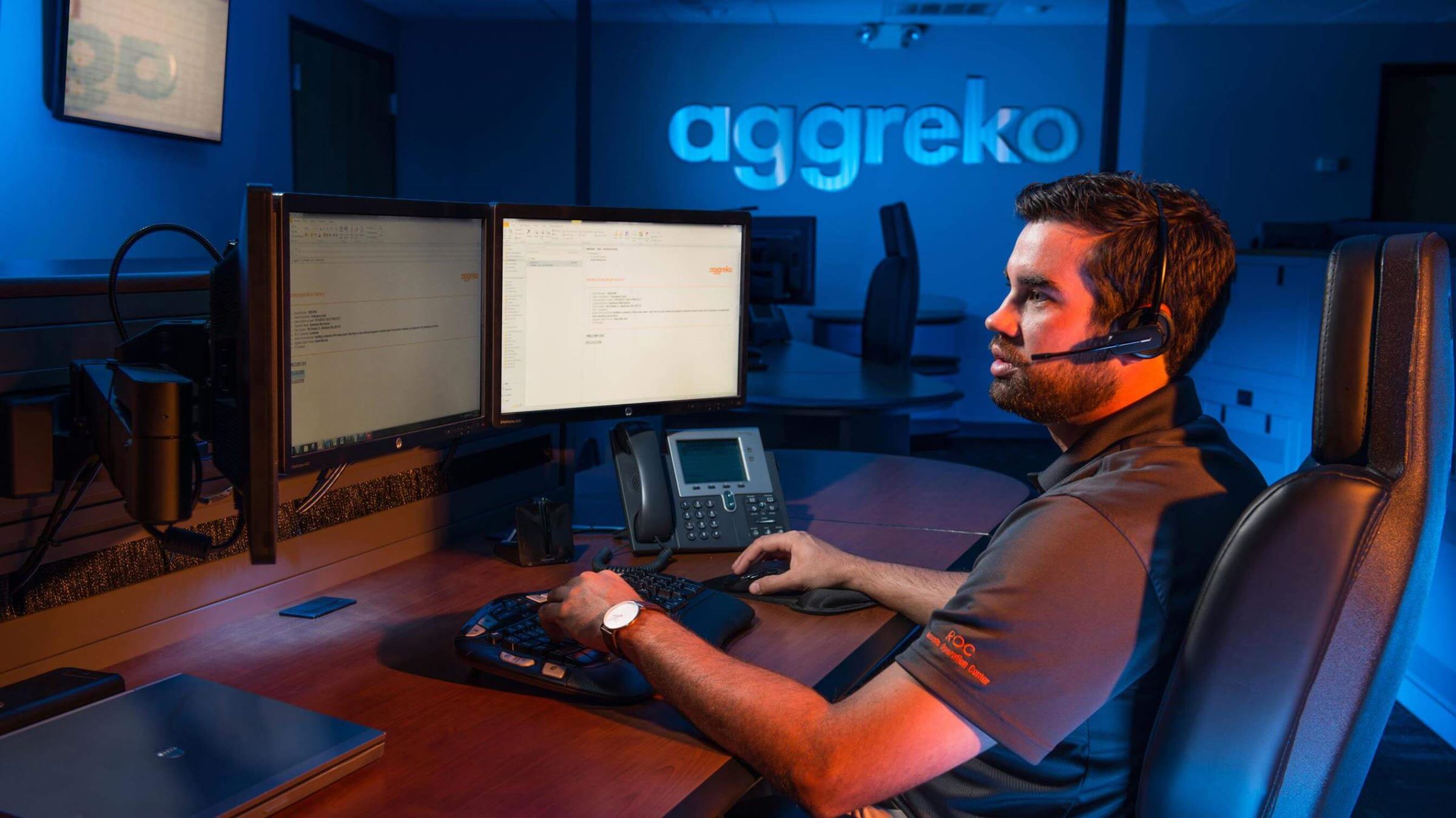 Remote monitoring Aggreko employee at ROC centre 